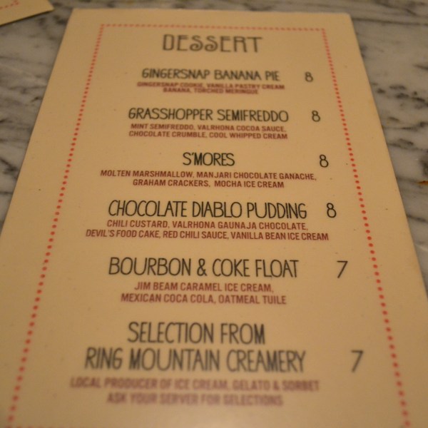 Dessert Menu